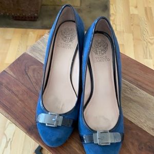 Vince Camuto Blue Suede Wedge Heels